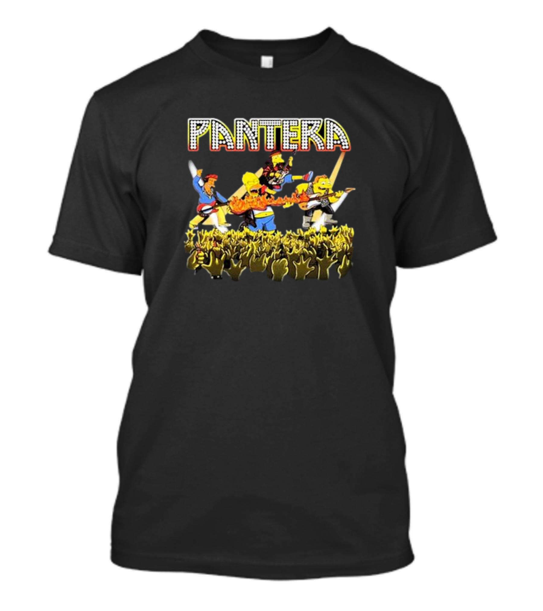 The Simpsons Characters Performing As Pantera Band Members In Concert Scene T-Shirt