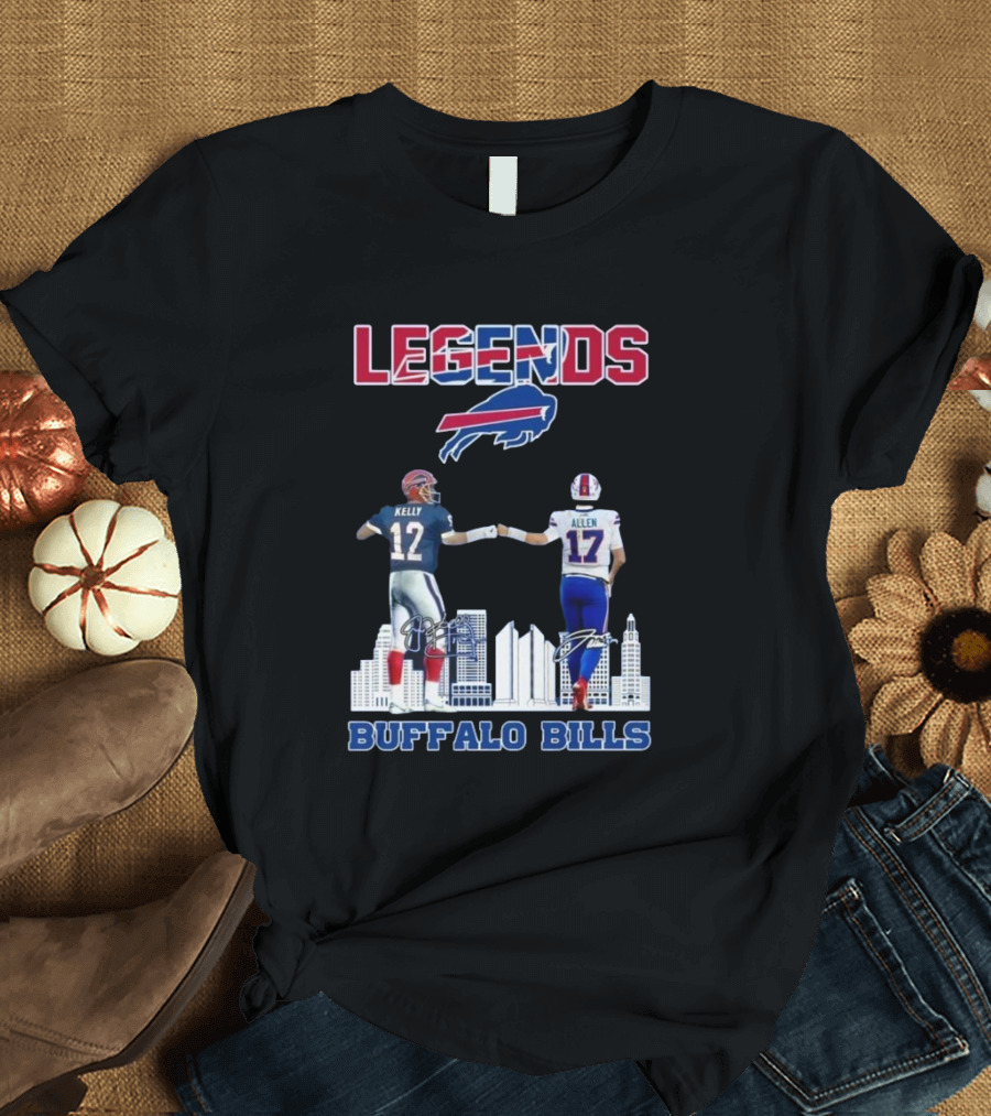 Legends Buffalo Bills Kelly Allen Signatures City Skyline T-Shirt