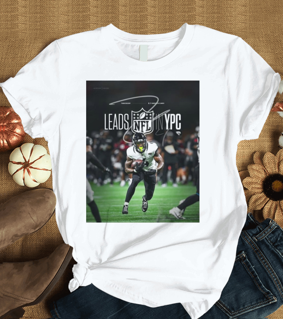 Tank Bigsby Jacksonville Jaguars NFL Leads YPC Signature Football Action T-Shirt