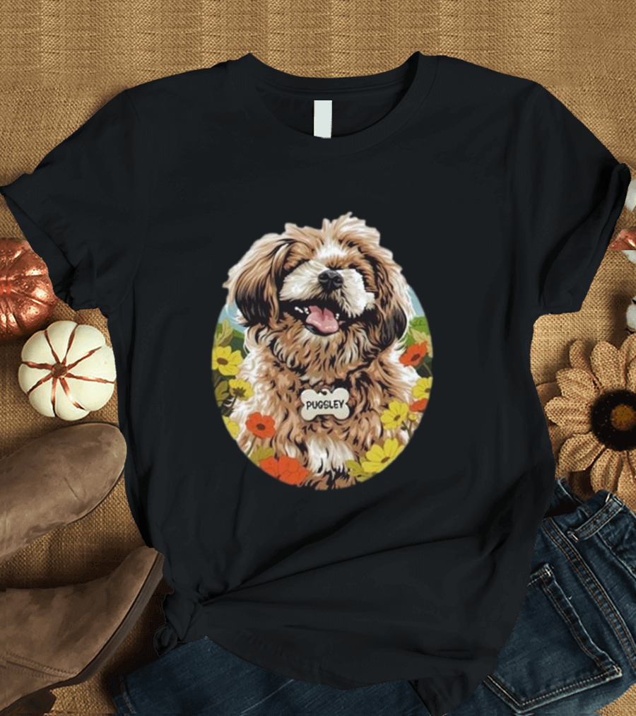 Pugsley Dog Floral Nordacious T-Shirt