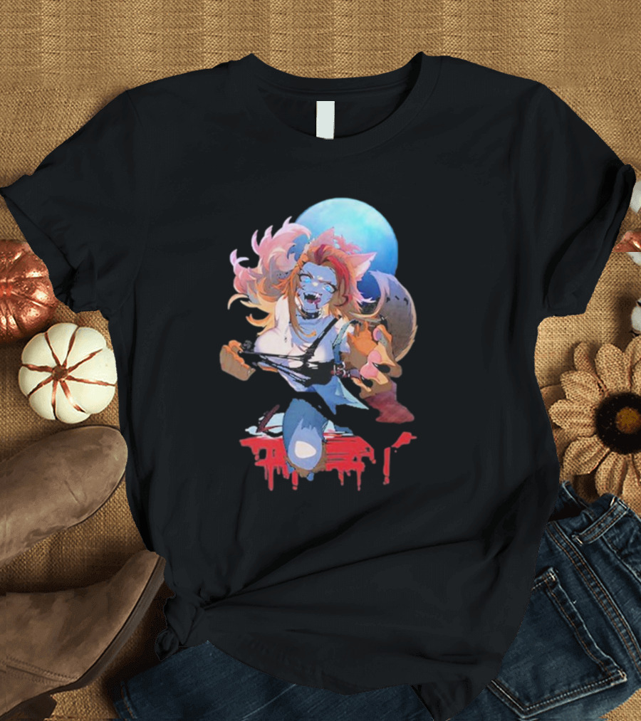 Buffpup Bloody Howl Werewolf Moon Guitar Blood Red T-Shirt