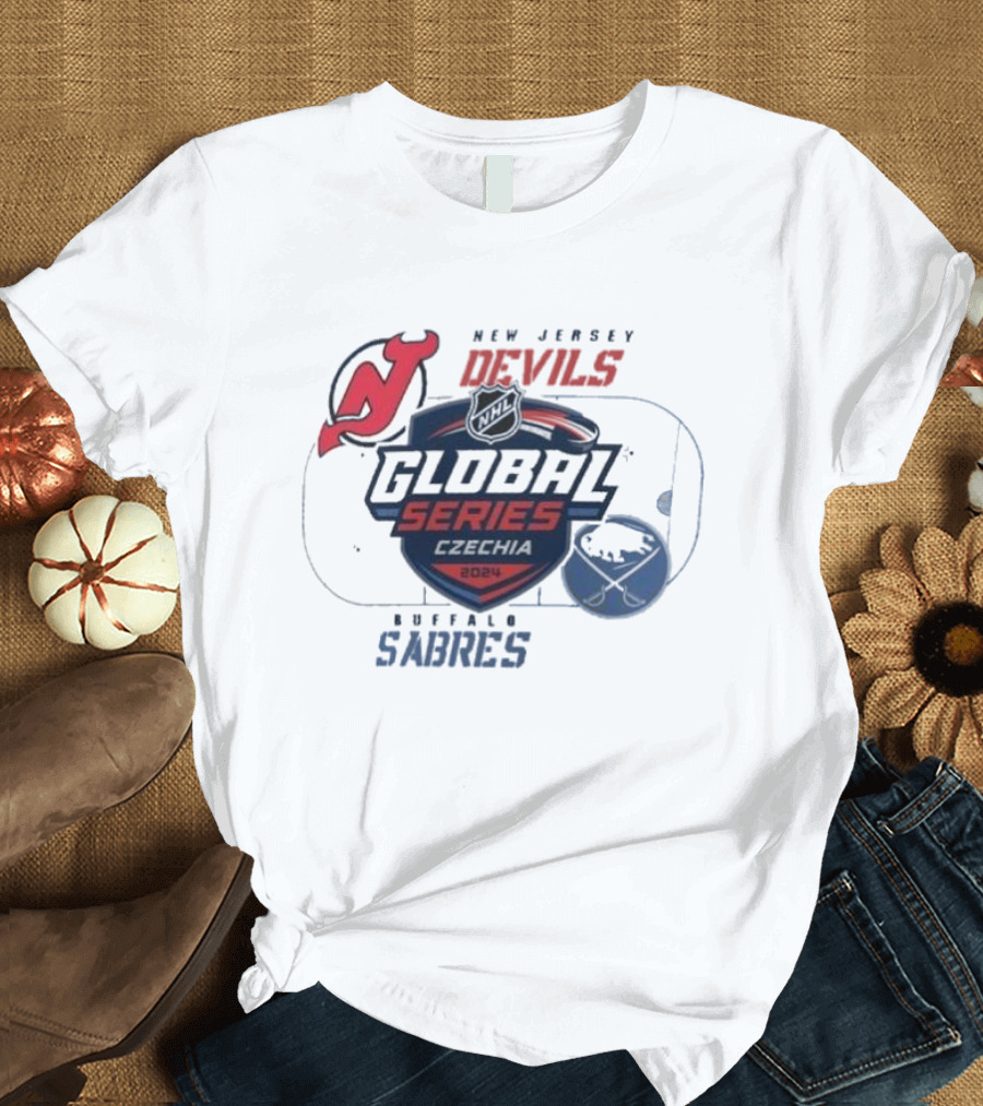 NHL Global Series 2024 Czechia: New Jersey Devils vs Buffalo Sabres Match Up T-Shirt