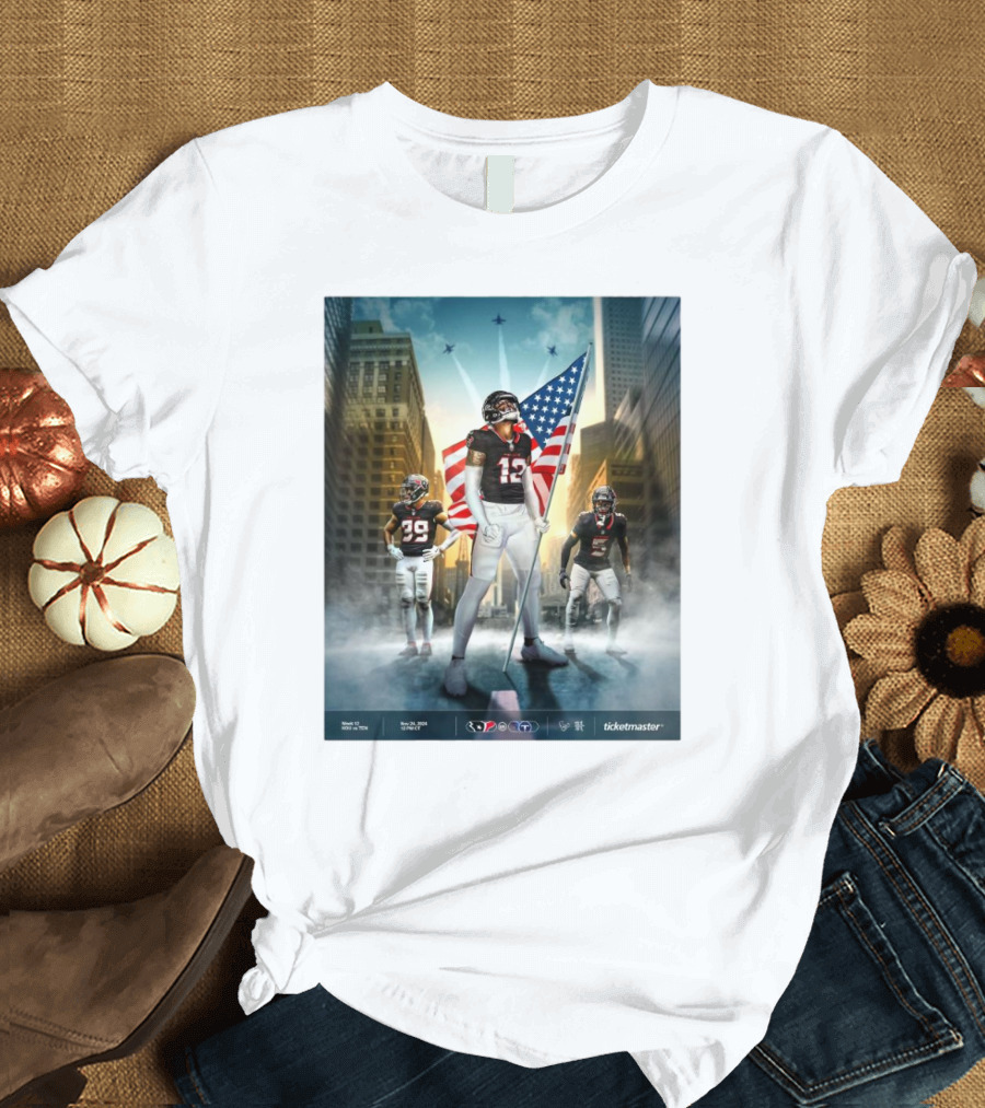 Week 12 Houston Texans vs Tennessee Titans H-Town November 24 2024 American Flag NFL Ticketmaster T-Shirt