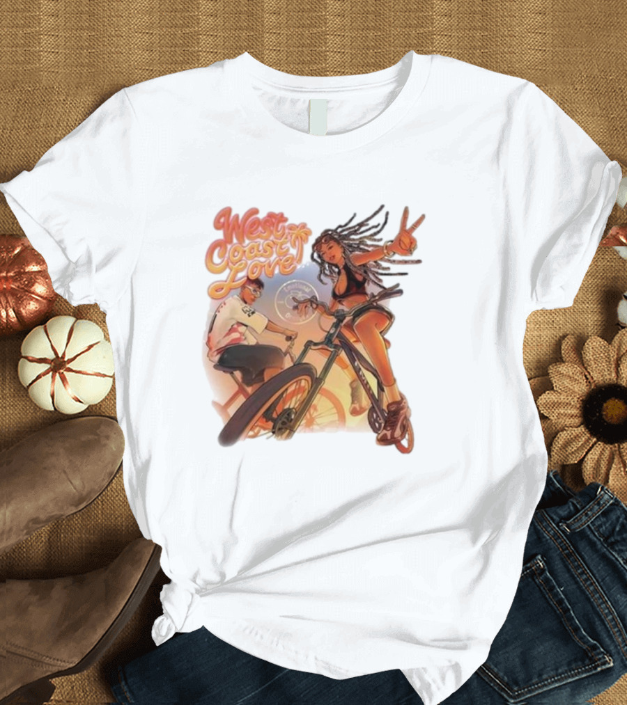 West Coast Love Exclusive 5 Year Anniversary Bike Ride Vibes Peace Gesture T-Shirt