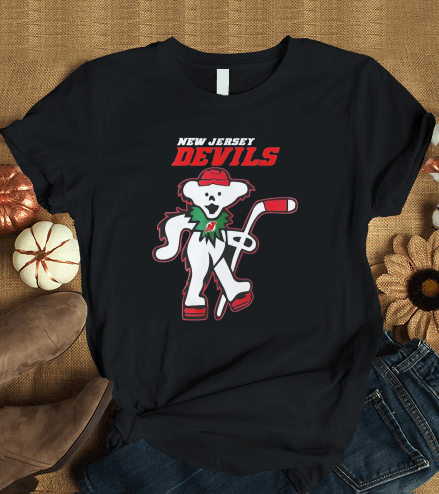 New Jersey Devils Hockey Grateful Dead Bear T-Shirt
