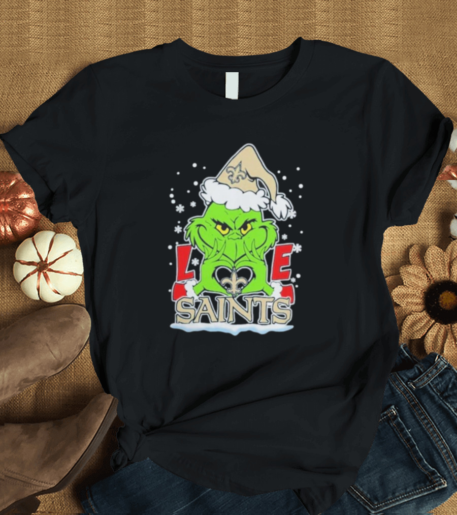 The Grinch Love Saints Christmas 2024 New Orleans Football T-Shirt