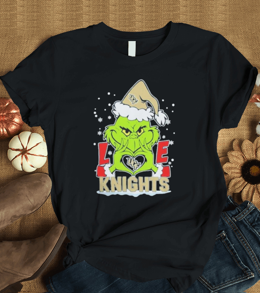 Grinch Love UCF Knights Christmas Football T-Shirt