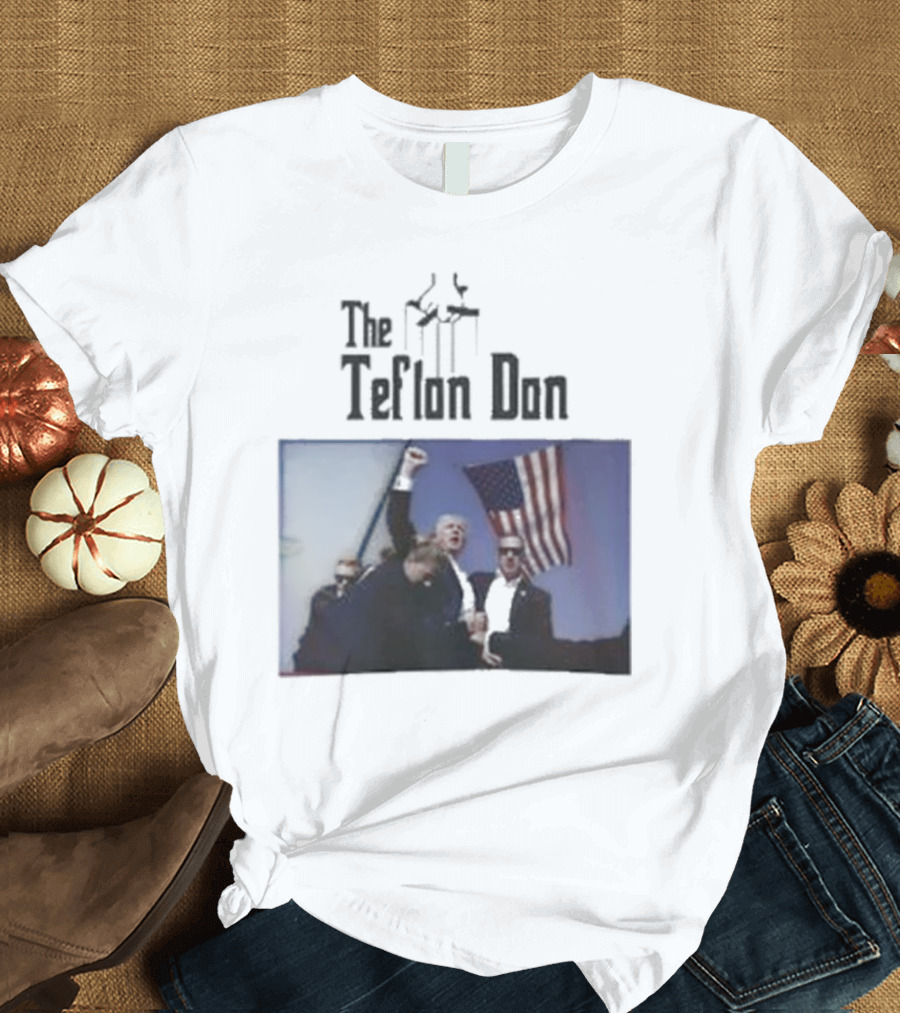 The Teflon Don Rally with Donald Trump and American Flag Iconic Scene T-Shirt
