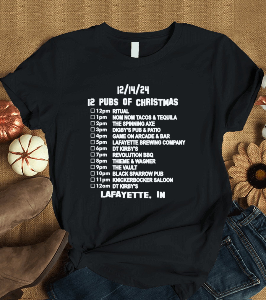 12 Pubs Of Christmas Lafayette IN December 14 2024 Event Guide T-Shirt
