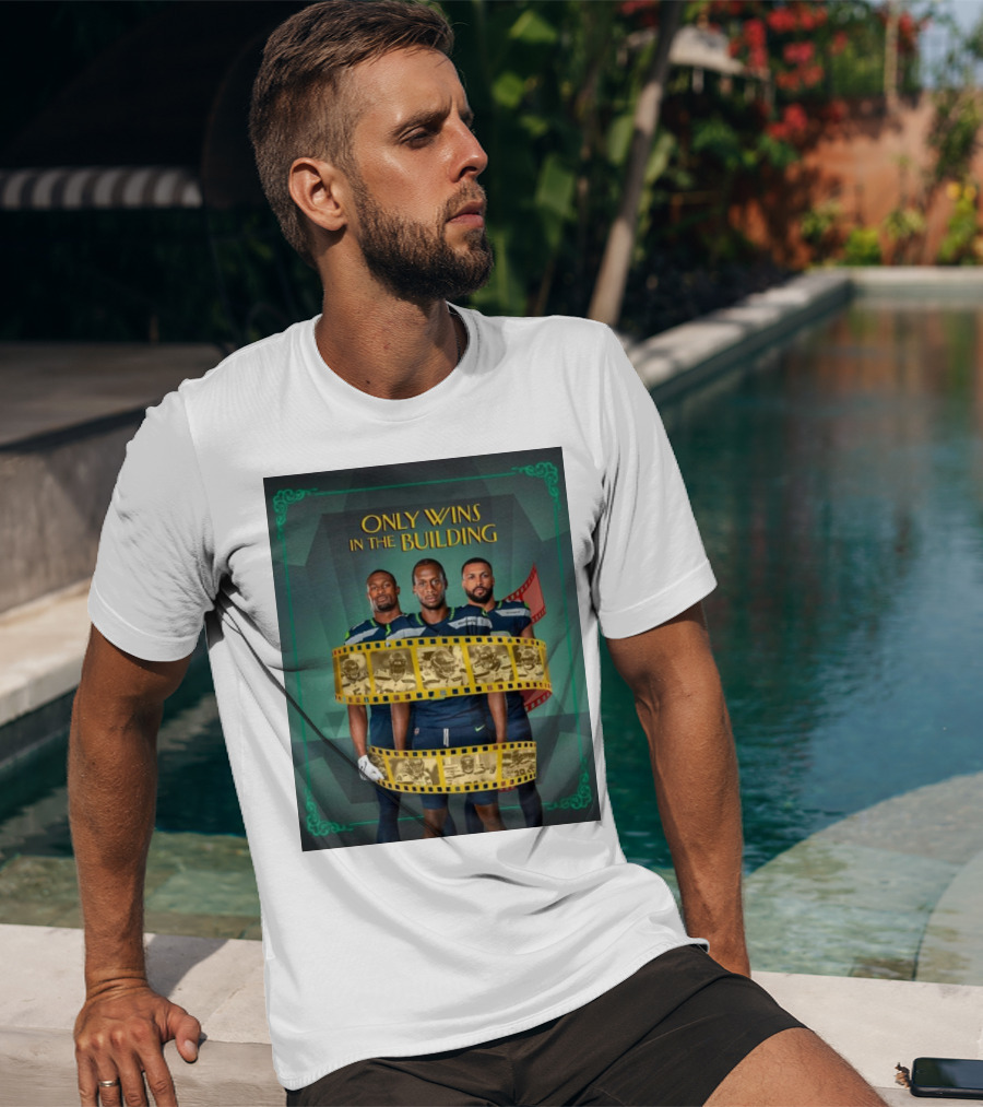 ONLY WINS IN THE BUILDING SEATTLE SEAHAWKS FILM STRIP BACKGROUND T-Shirt