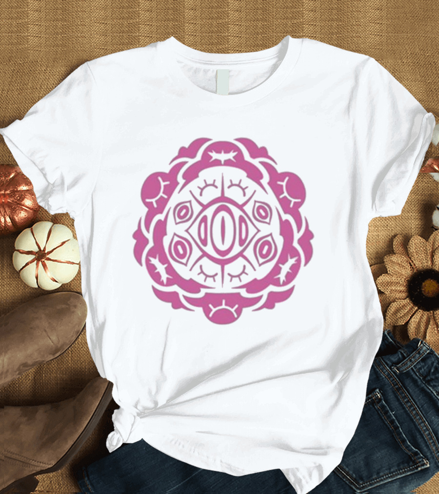 Shark Robot Sloth 2024 Pink Symmetrical Pattern with Eyes and Eyelashes T-Shirt
