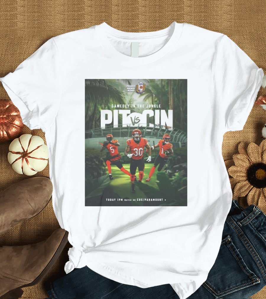 Gameday In The Jungle PIT Vs CIN Proudly Brewed In Ohio CBS Paramount T-Shirt