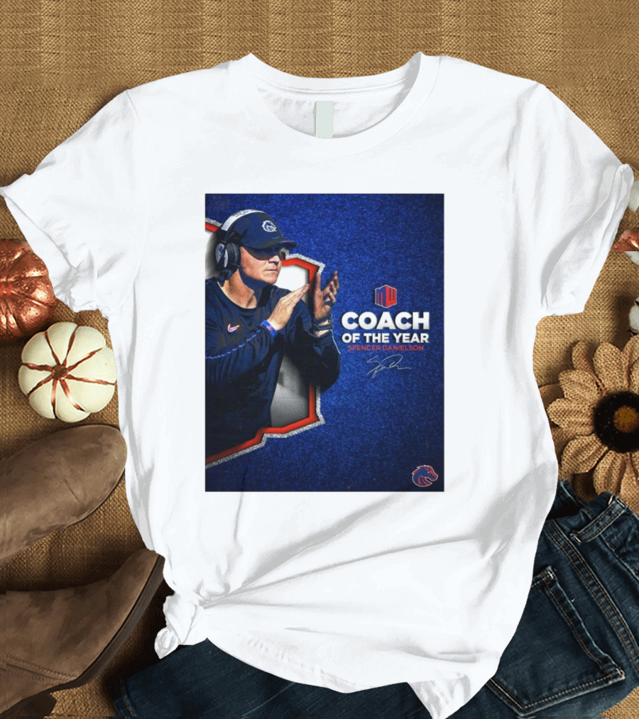 Boise State Broncos Spencer Danielson Coach of the Year Signature with Mountain West T-Shirt