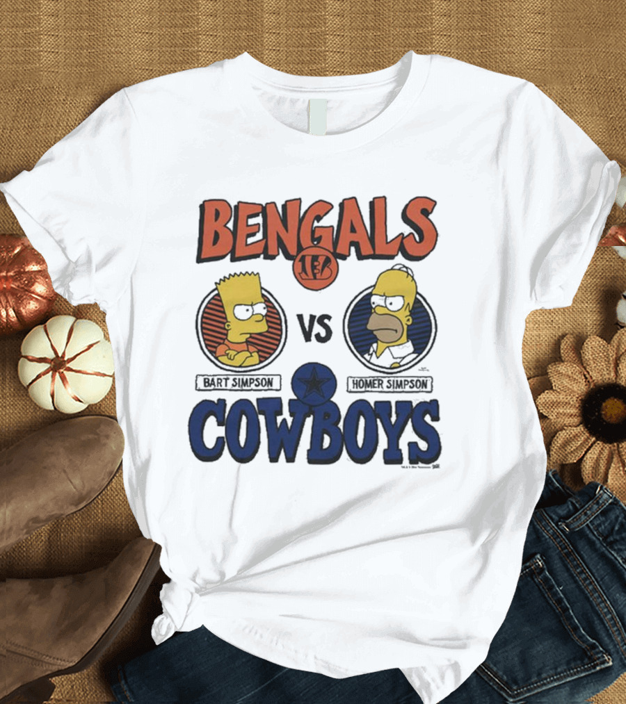 The Simpsons Bart Bengals Vs Homer Cowboys NFL Matchup T-Shirt