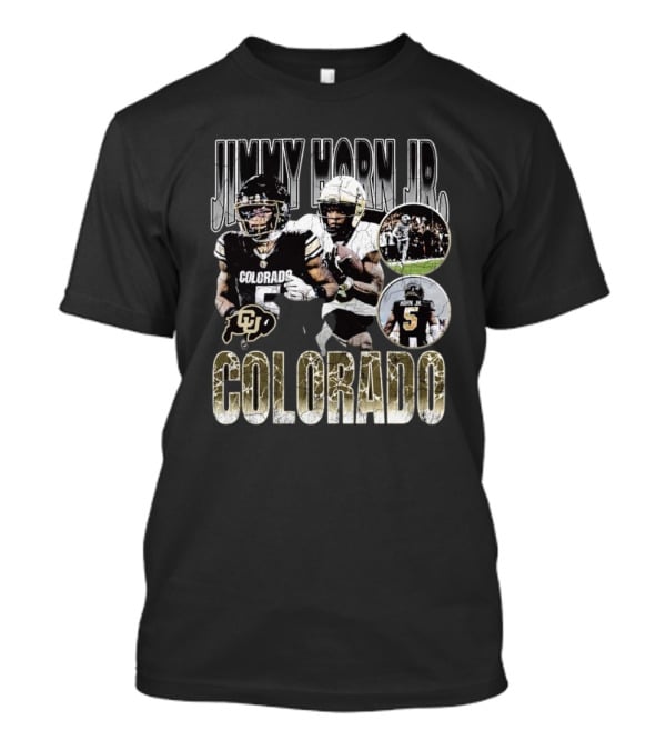 Jimmy Horn Jr. Colorado Buffaloes Football 90s Style With Team Action Shots T-Shirt
