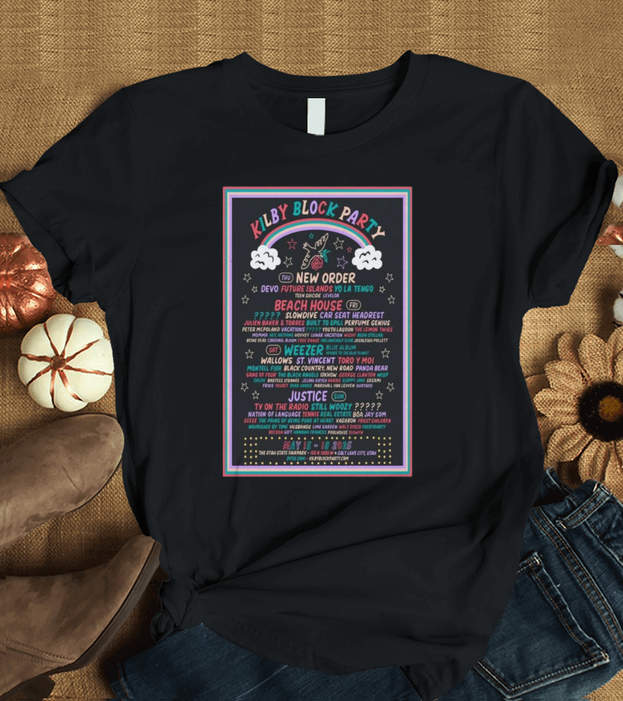 Kilby Block Party 2025 Lineup Featuring New Order, Beach House, and More at Utah State Fairpark May 15-18 T-Shirt