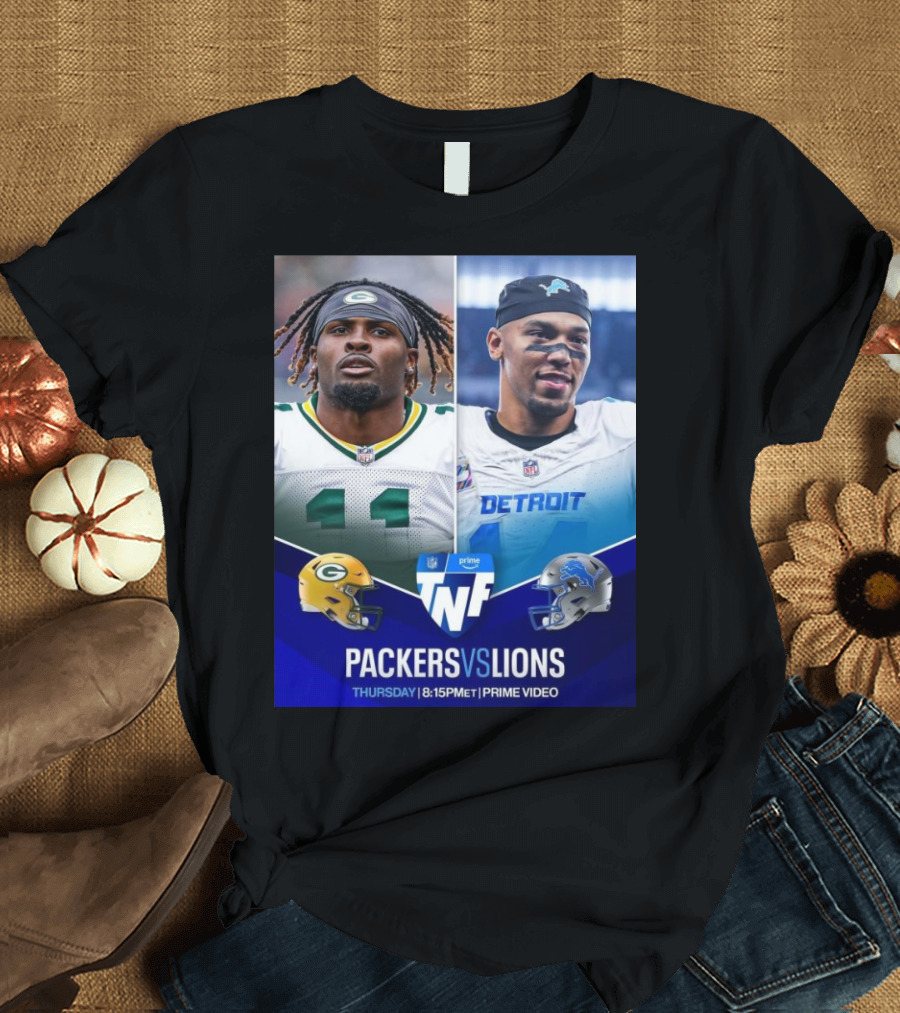 Packers vs Lions NFL Thursday Night Football 8:15 PM ET Prime Video T-Shirt