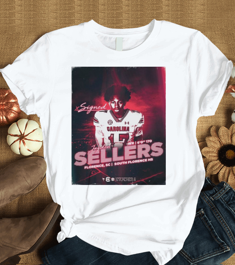 Signed Carolina Gamecock Jayden Sellers WR Florence SC South Florence HS T-Shirt