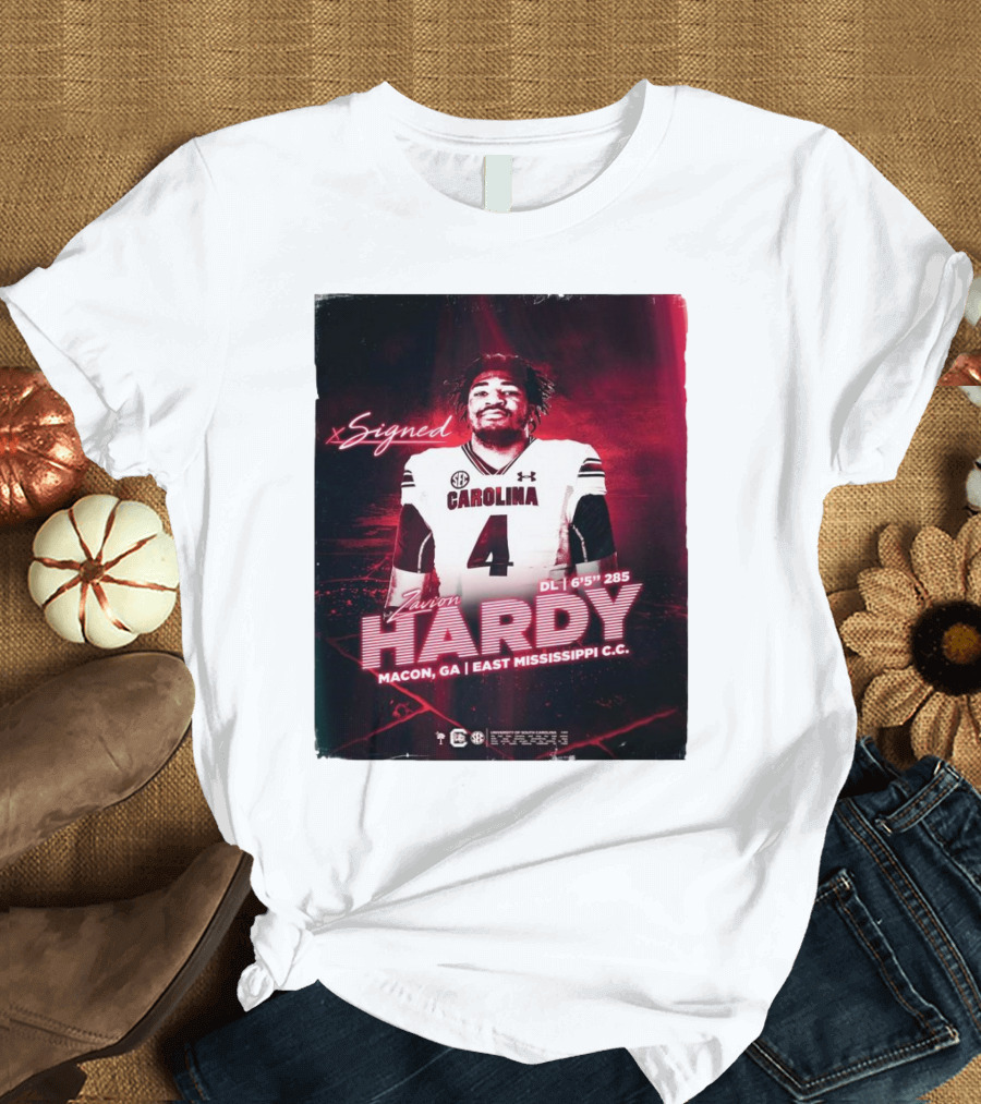 Signed Zavion Hardy South Carolina Gamecocks Macon GA East Mississippi DL T-Shirt