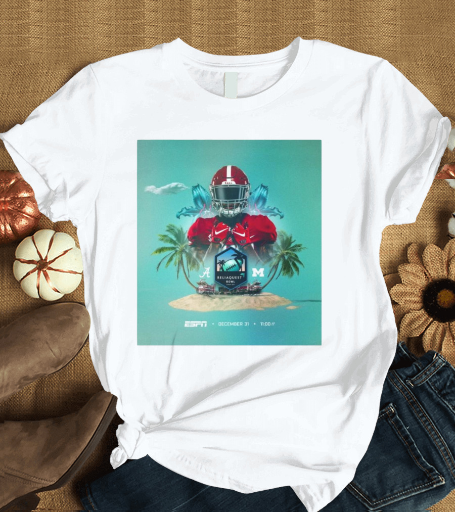 Alabama Crimson Tide vs Michigan Wolverines Reliaquest Bowl ESPN December 31 11:00 Iconic Football Showdown Tropical T-Shirt