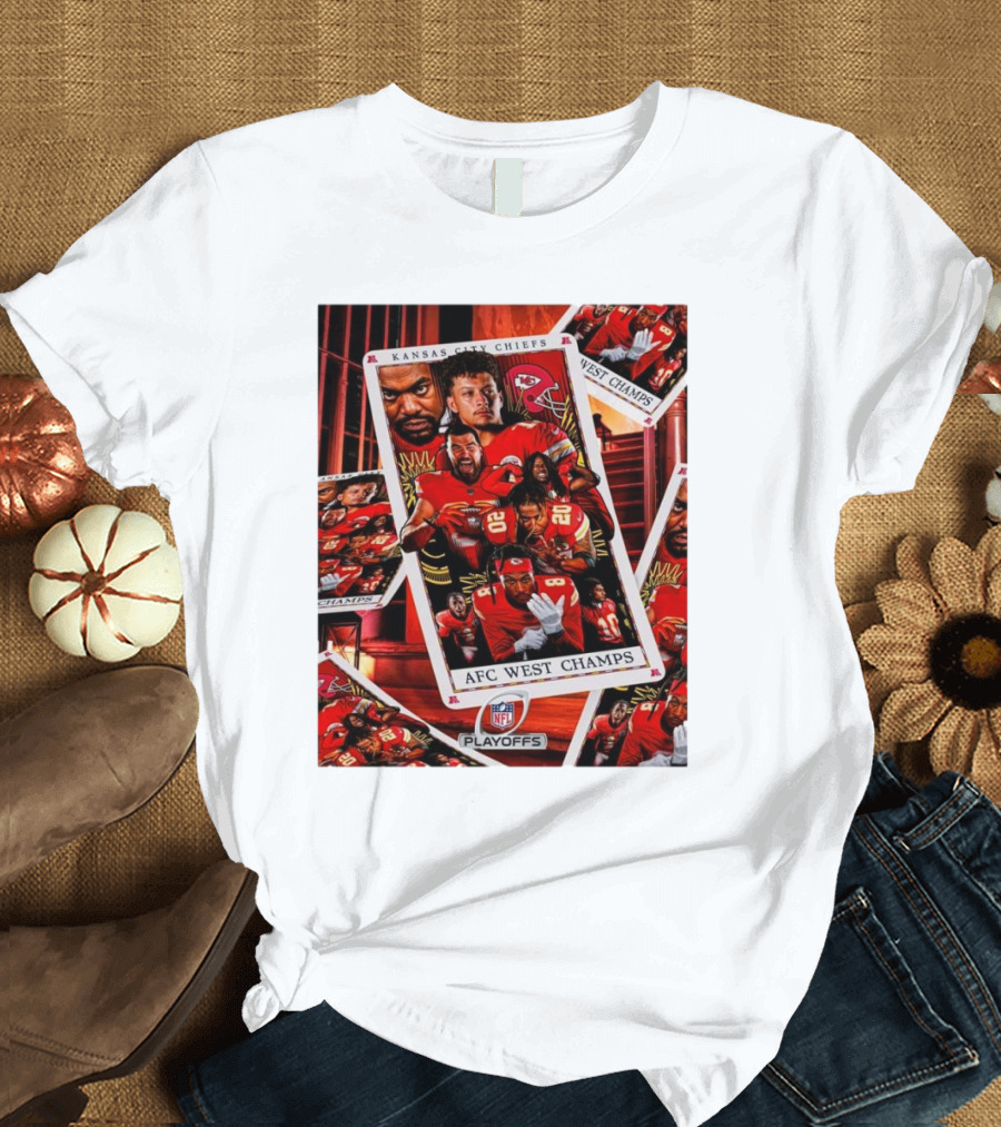 Kansas City Chiefs NFL Playoffs AFC West Champs Playing Cards Collage T-Shirt