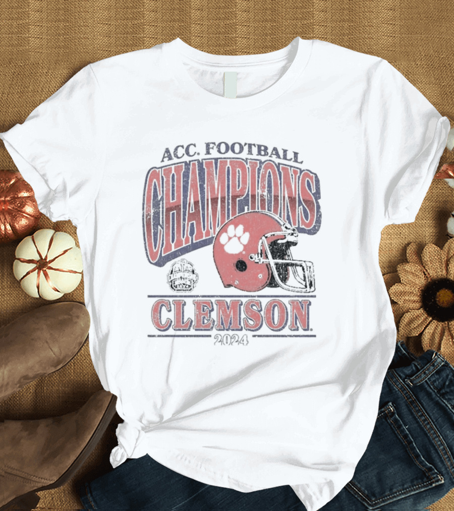 Clemson ACC Football Champions 2024 Vintage Retro Helmet T-Shirt