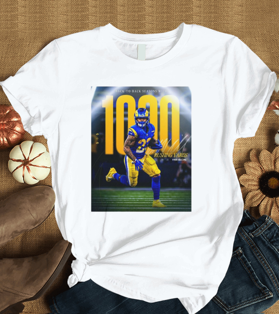 Los Angeles Rams Kyren Williams 1000 Rushing Yards Back To Back Seasons T-Shirt
