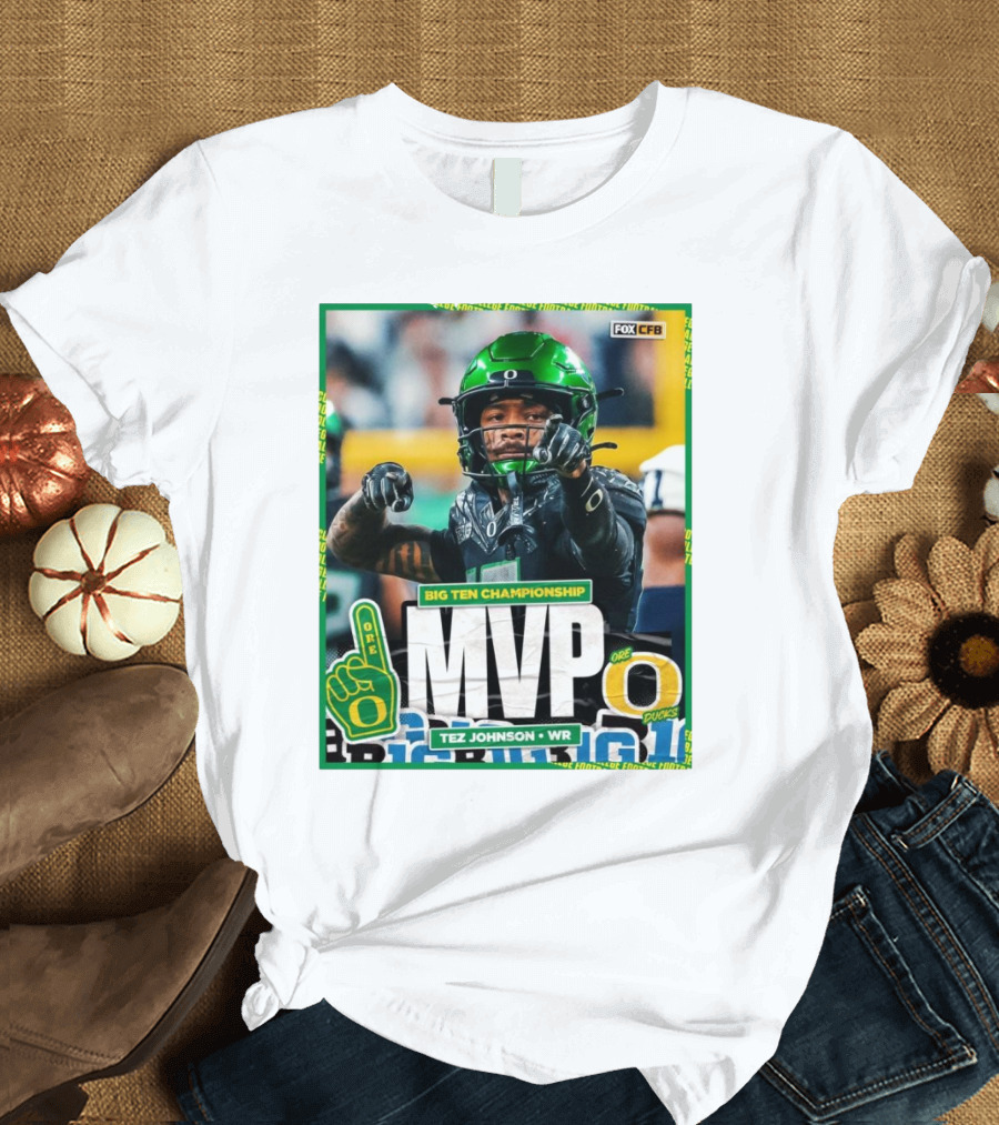 Oregon Ducks Tez Johnson WR Big Ten Championship MVP Football Gesture T-Shirt