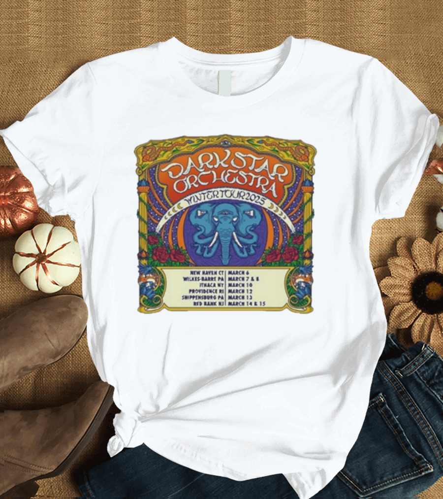 Dark Star Orchestra Winter Tour 2025 New Haven CT Wilkes-Barre PA Ithaca NY Providence RI Shippensburg PA Red Bank NJ March 6-15 T-Shirt