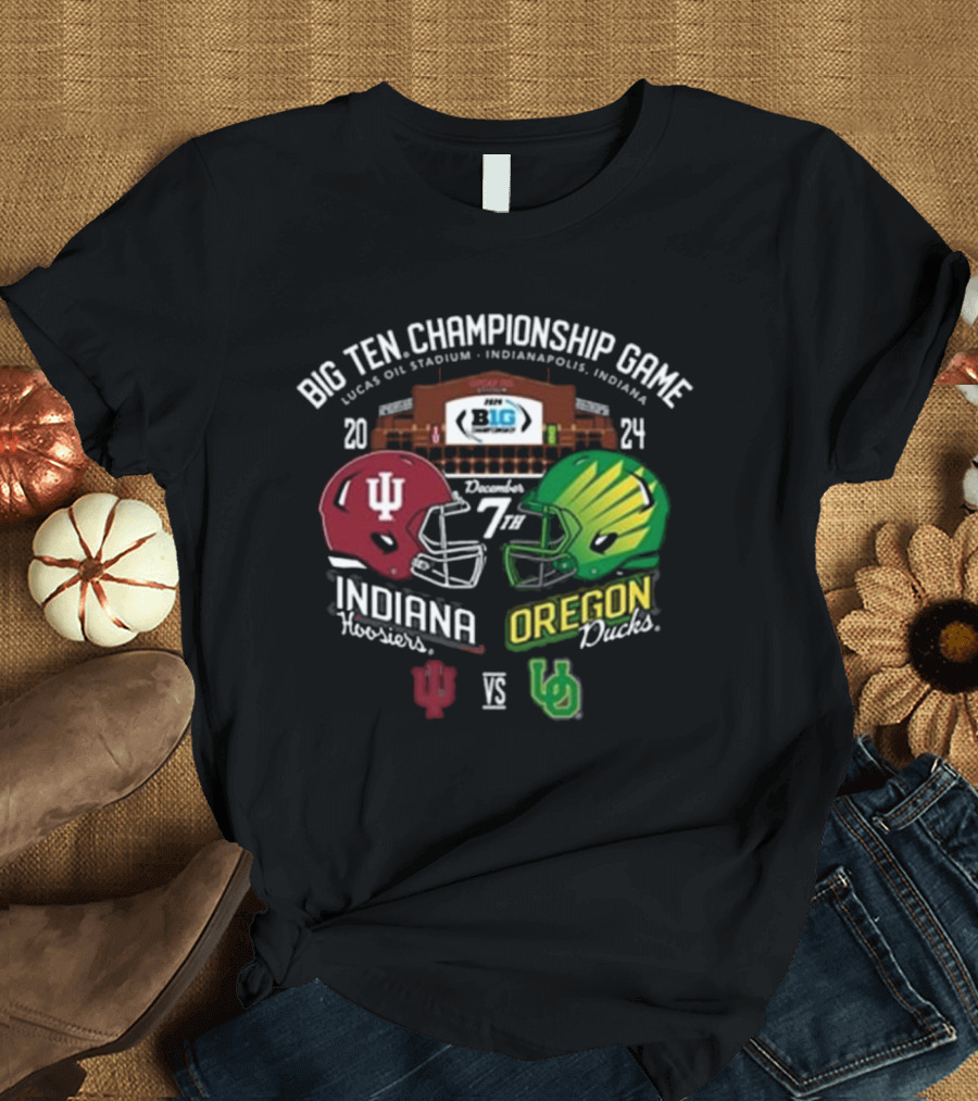 Big Ten Championship Game 2024 Lucas Oil Stadium Indiana Hoosiers Vs Oregon Ducks December 7th T-Shirt