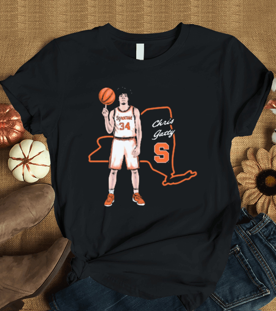 Chris Gatty Syracuse Number 34 Basketball New York Orange S T-Shirt