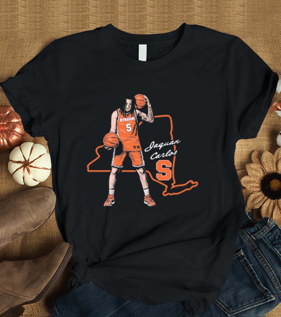 Jaquan Carlos Syracuse Orange Basketball New York State Outline T-Shirt