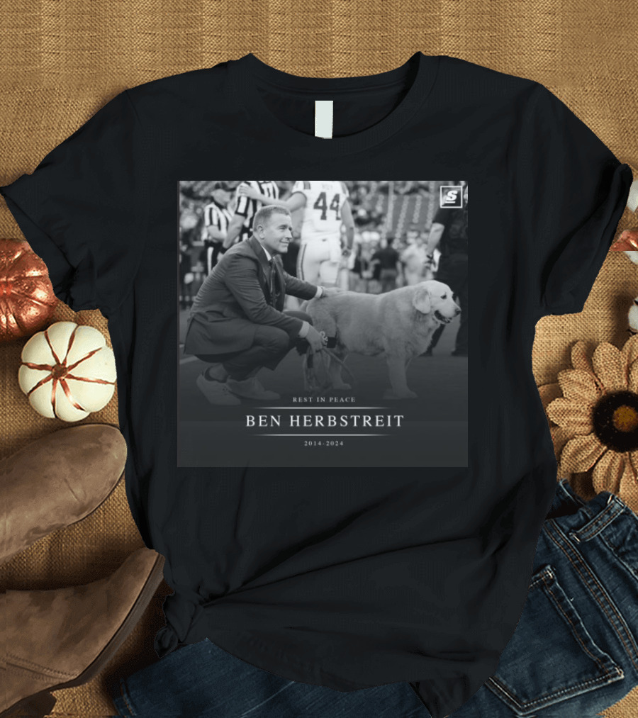 Rest In Peace Ben Herbstreit 2014-2024 Stadium Tribute with Golden Retriever T-Shirt