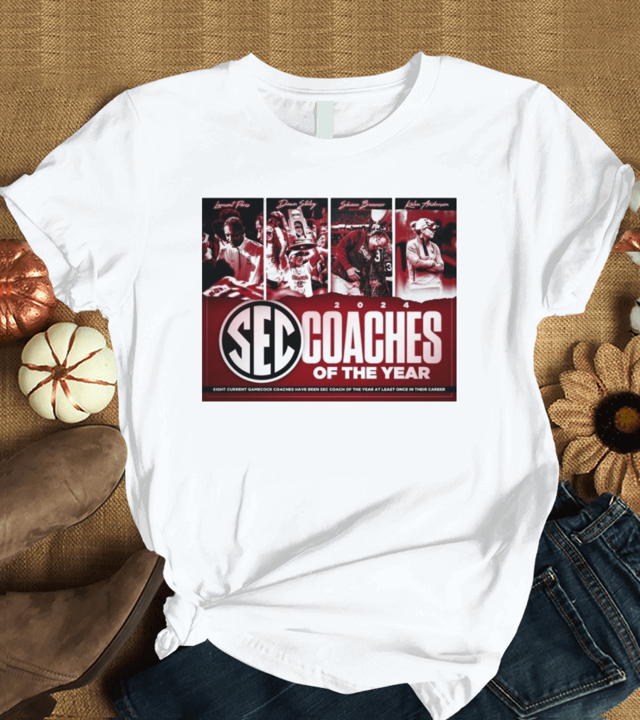 South Carolina Gamecocks SEC 2024 Coaches of the Year Lamont Paris Dawn Staley Shane Beamer Kalen Anderson T-Shirt