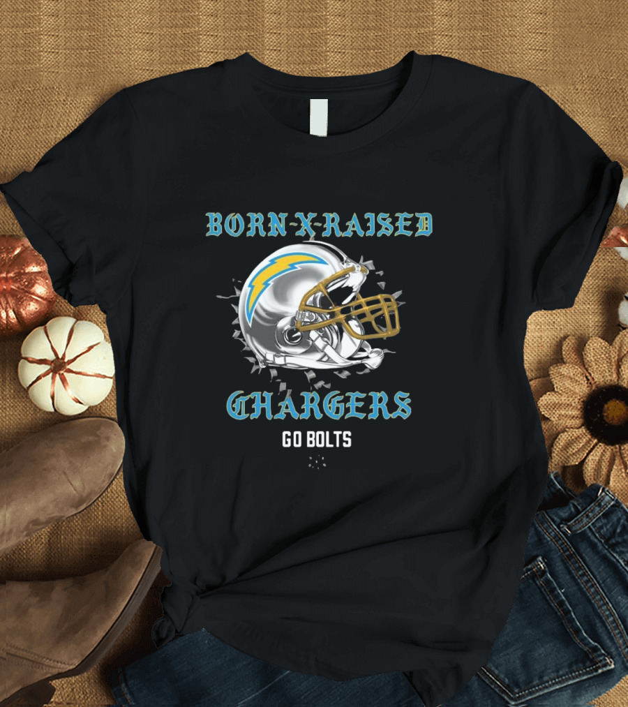 Born X Raised Chargers Helmet Go Bolts T-Shirt