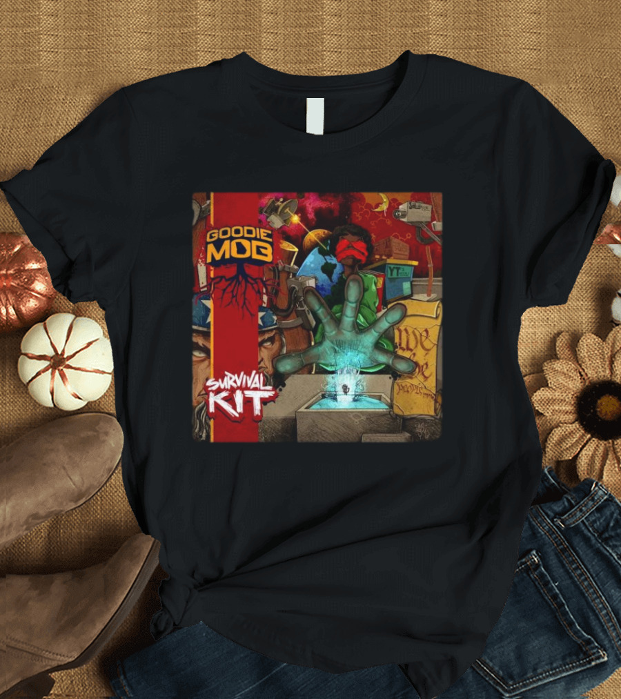 Goodie Mob Survival Kit Hand Album Art with Globe and Graffiti T-Shirt