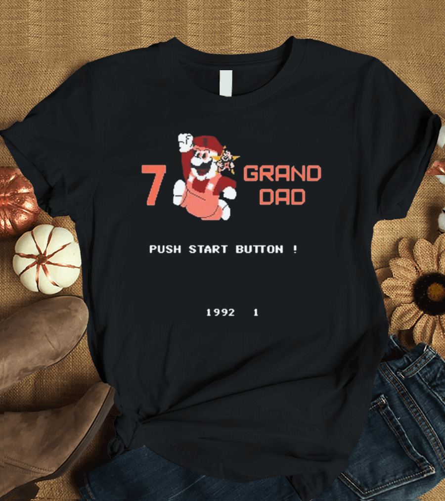 7 Grand Dad Push Start Button 1992 Video Game T-Shirt