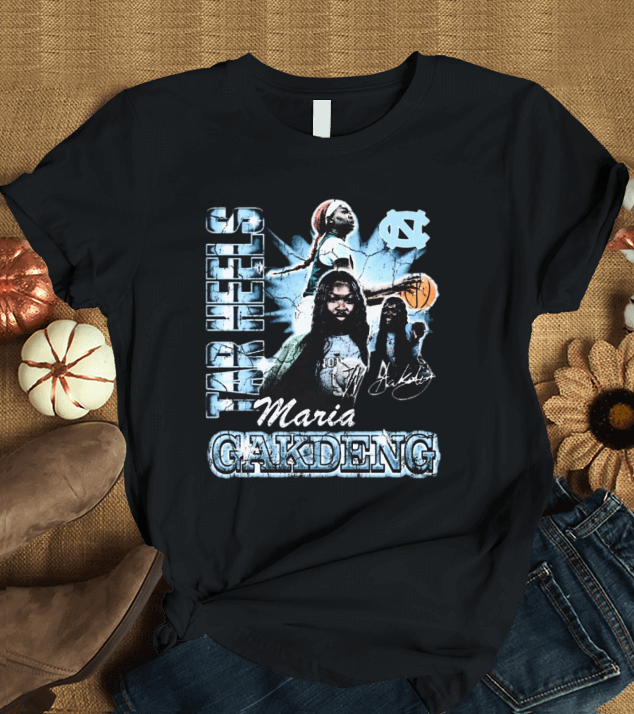 Maria Gakdeng North Carolina Tar Heels 90s Style Visage Basketball T-Shirt