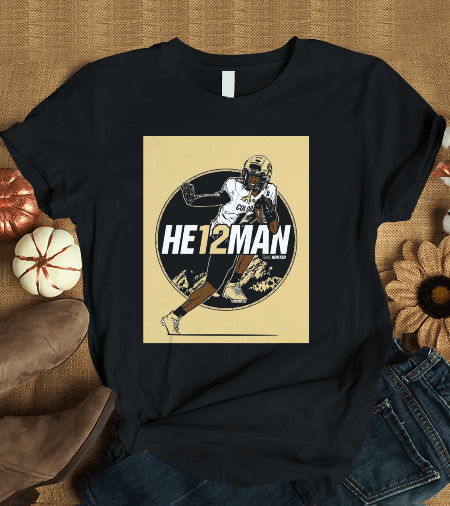 Colorado Buffaloes Football HE12MAN Travis Hunter T-Shirt