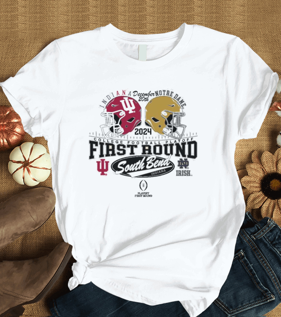 Indiana Hoosiers vs Notre Dame Fighting Irish December 20th 2024 College Football Playoff First Round South Bend T-Shirt
