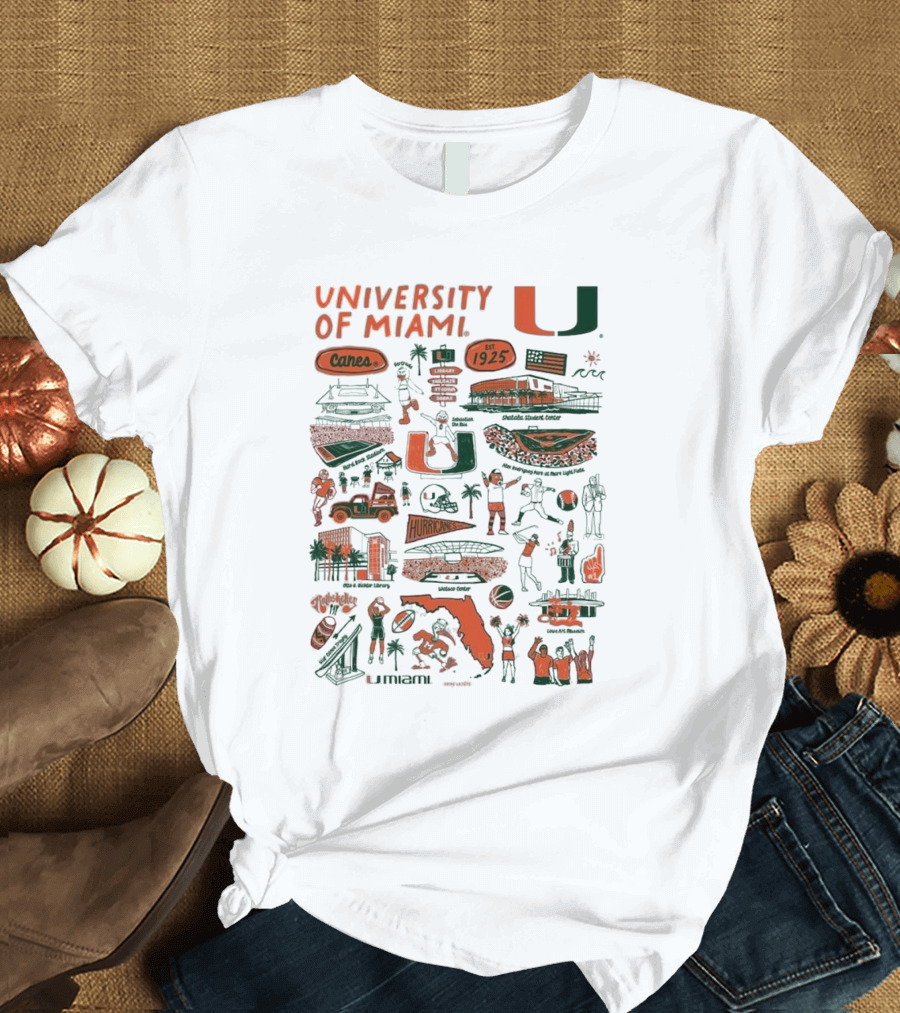 University of Miami Canes Est 1925 Tropical Park Miami Dade Orange Bowl Gables Hurricanes Umiami T-Shirt