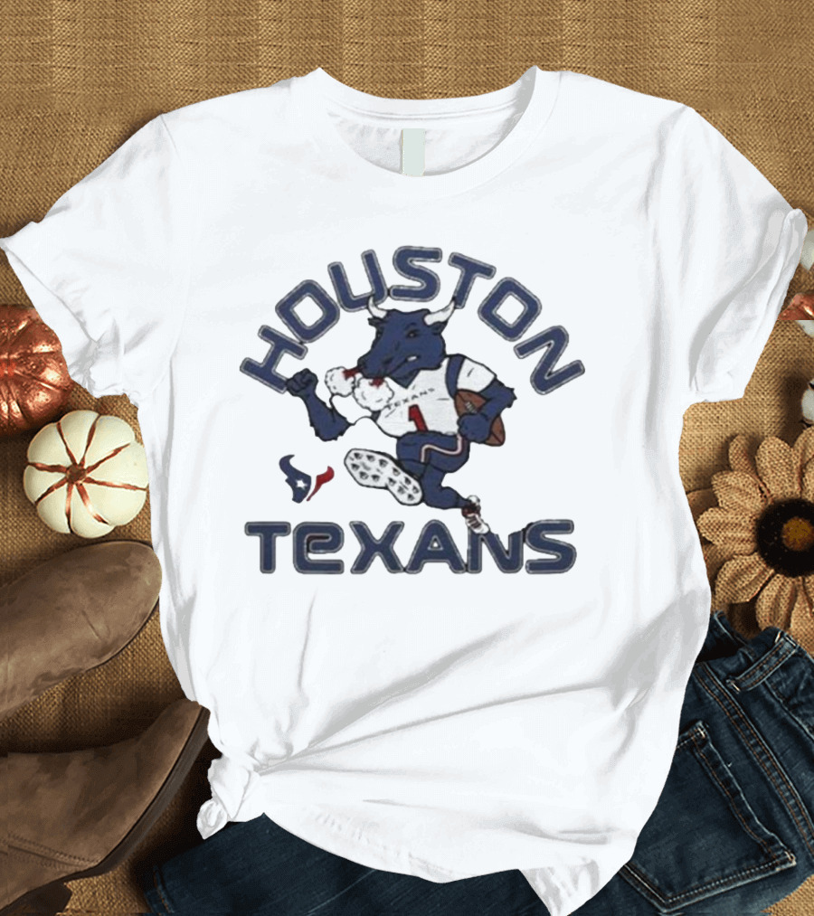 Houston Texans Toro Mascot Running Football T-Shirt