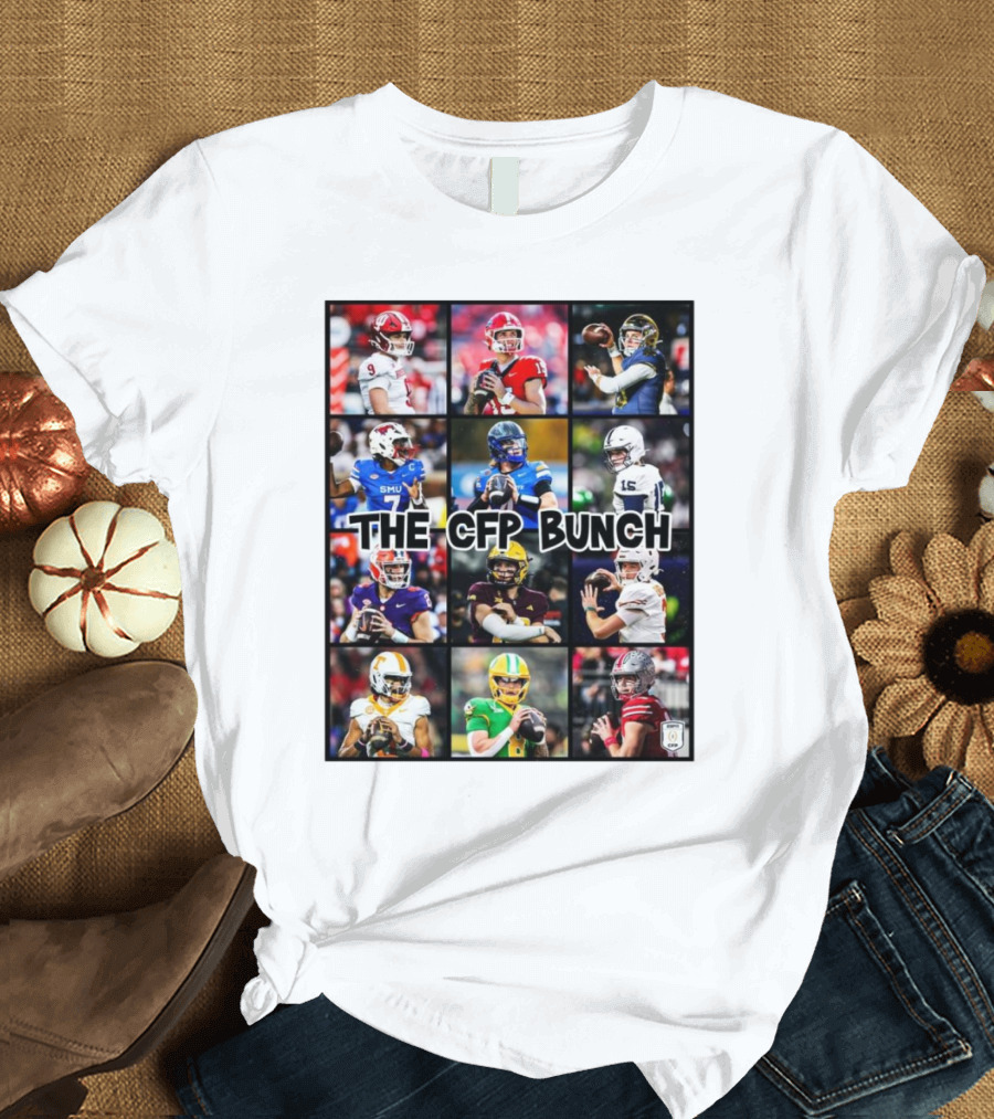 The CFP Bunch The QBs of the CFP Indiana Notre Dame SMU Penn State Clemson Texas Tennessee Ohio State T-Shirt