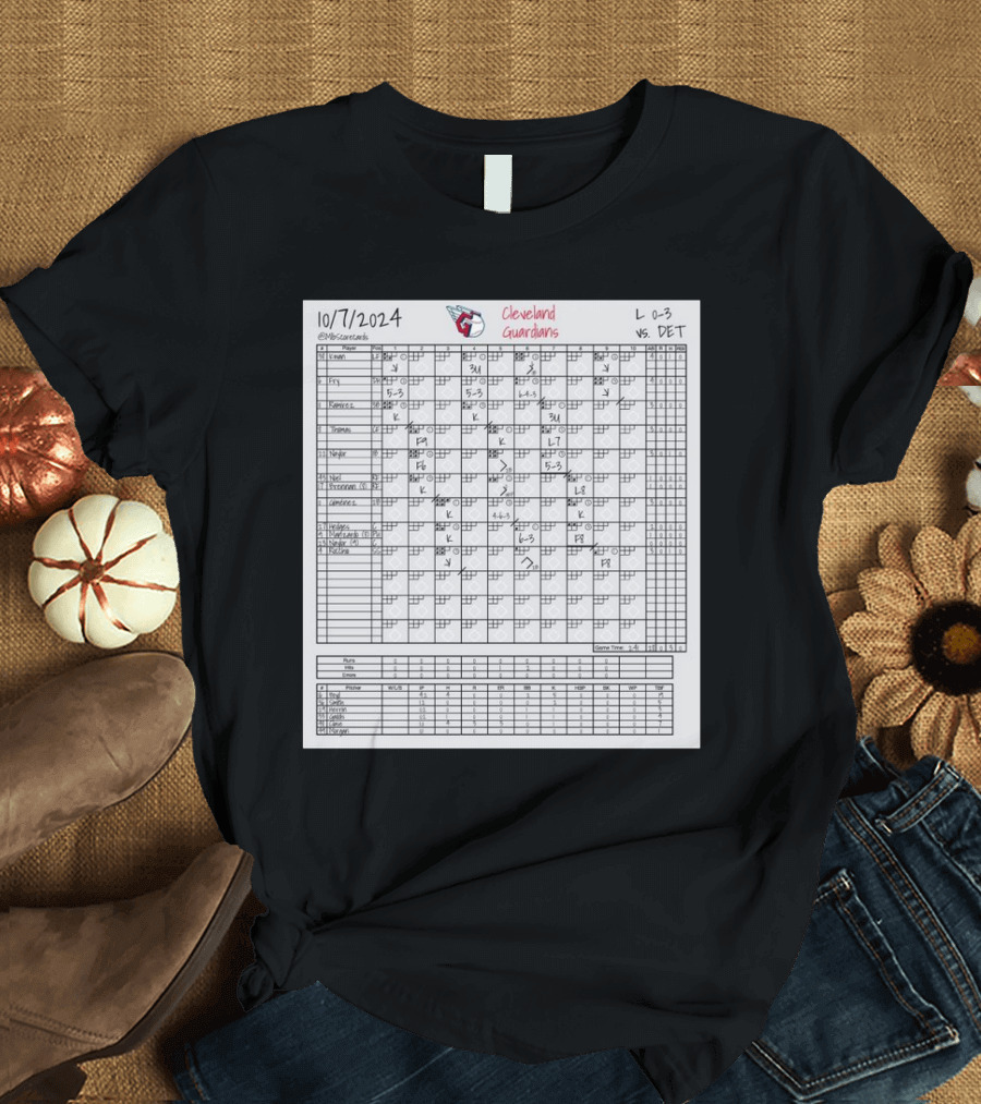 10-07-2024 Emmanuel Clase Cleveland Guardians MLB Scorecards vs DET T-Shirt