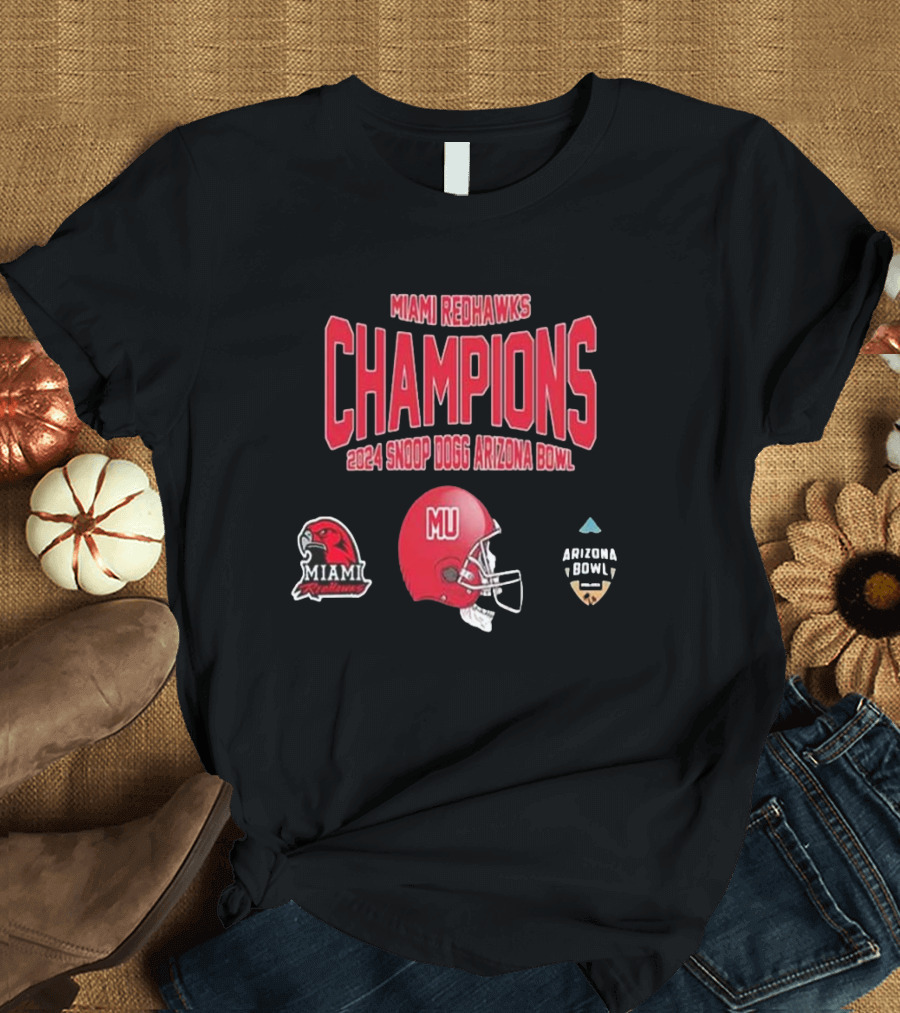 Miami Ohio Redhawks Champions 2024 Snoop Dogg Arizona Bowl NCAA Football Helmet T-Shirt