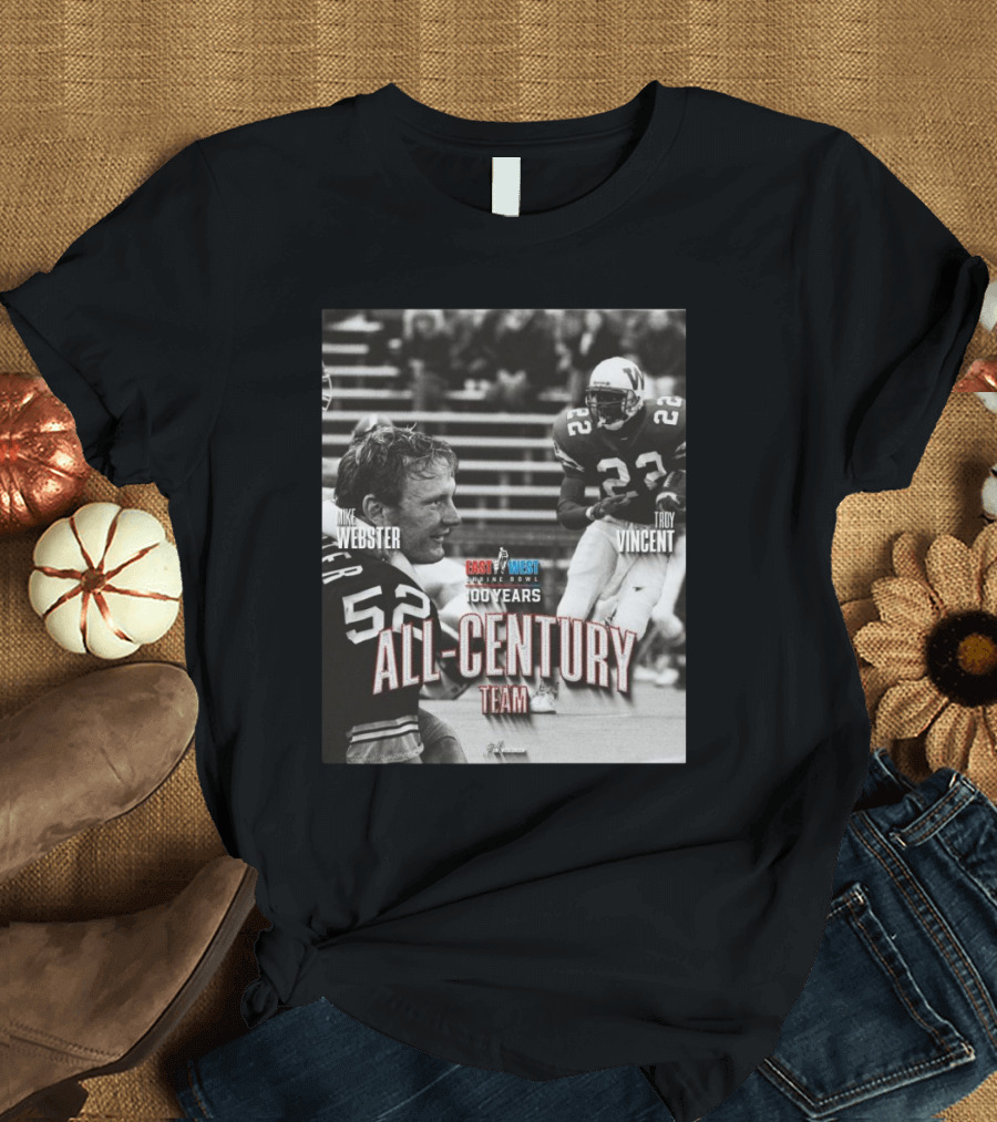 Wisconsin Badgers Mike Webster Troy Vincent East-West Shrine Bowl 100 Years All-Century Team T-Shirt