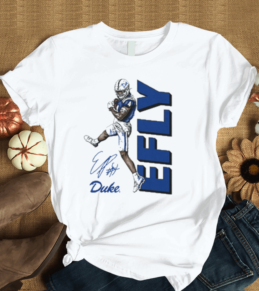 Eli Pancol #4 Duke Blue Devils EFLY Football Signature T-Shirt