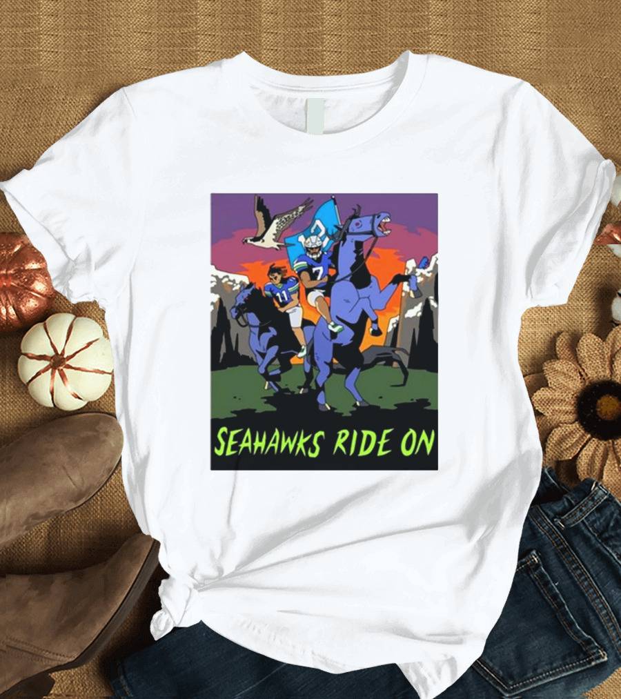 Seahawks Ride On Geno And Jsn Riding Horses With Hawk T-Shirt