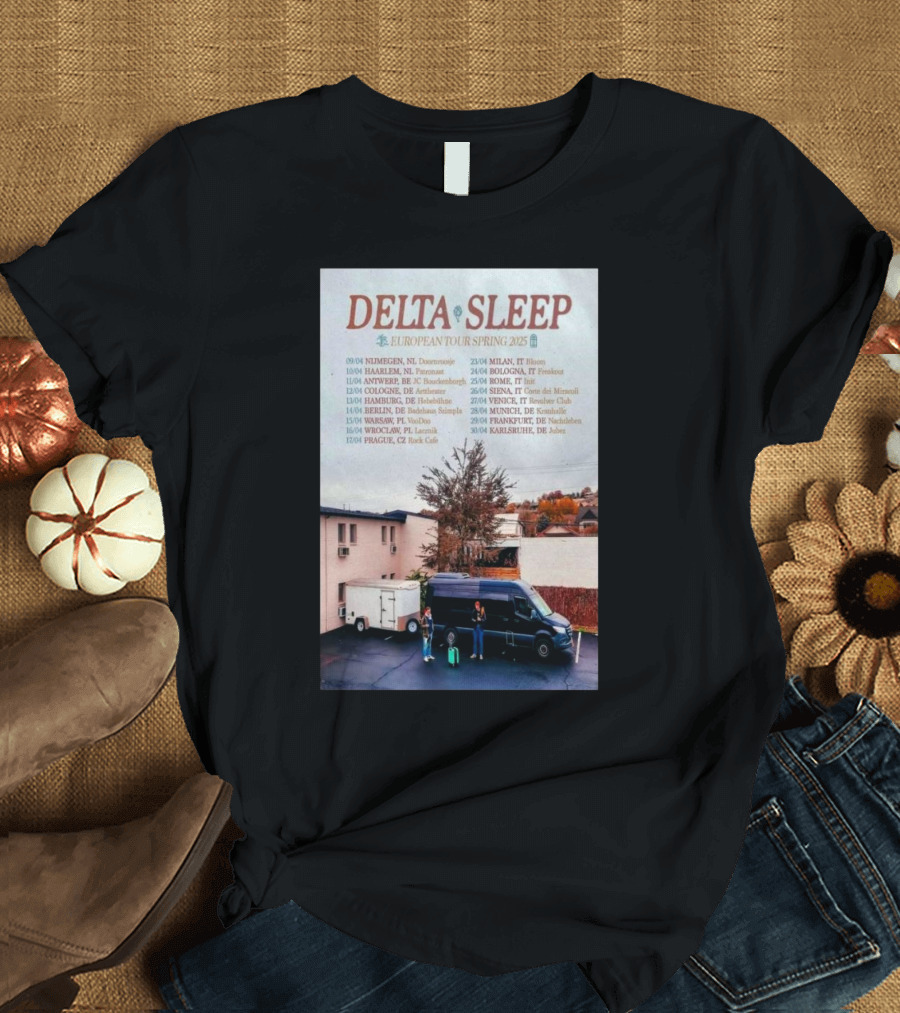 Delta Sleep European Tour 2025 Spring Concert Dates and Locations T-Shirt