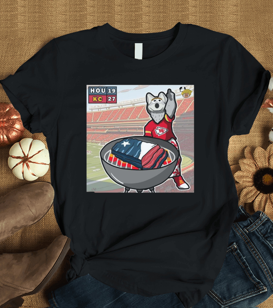 Houston Texans Vs Kansas City Chiefs 19 27 NFL Week 16 Victory Doodles Painting Stadium Grilling Scene T-Shirt